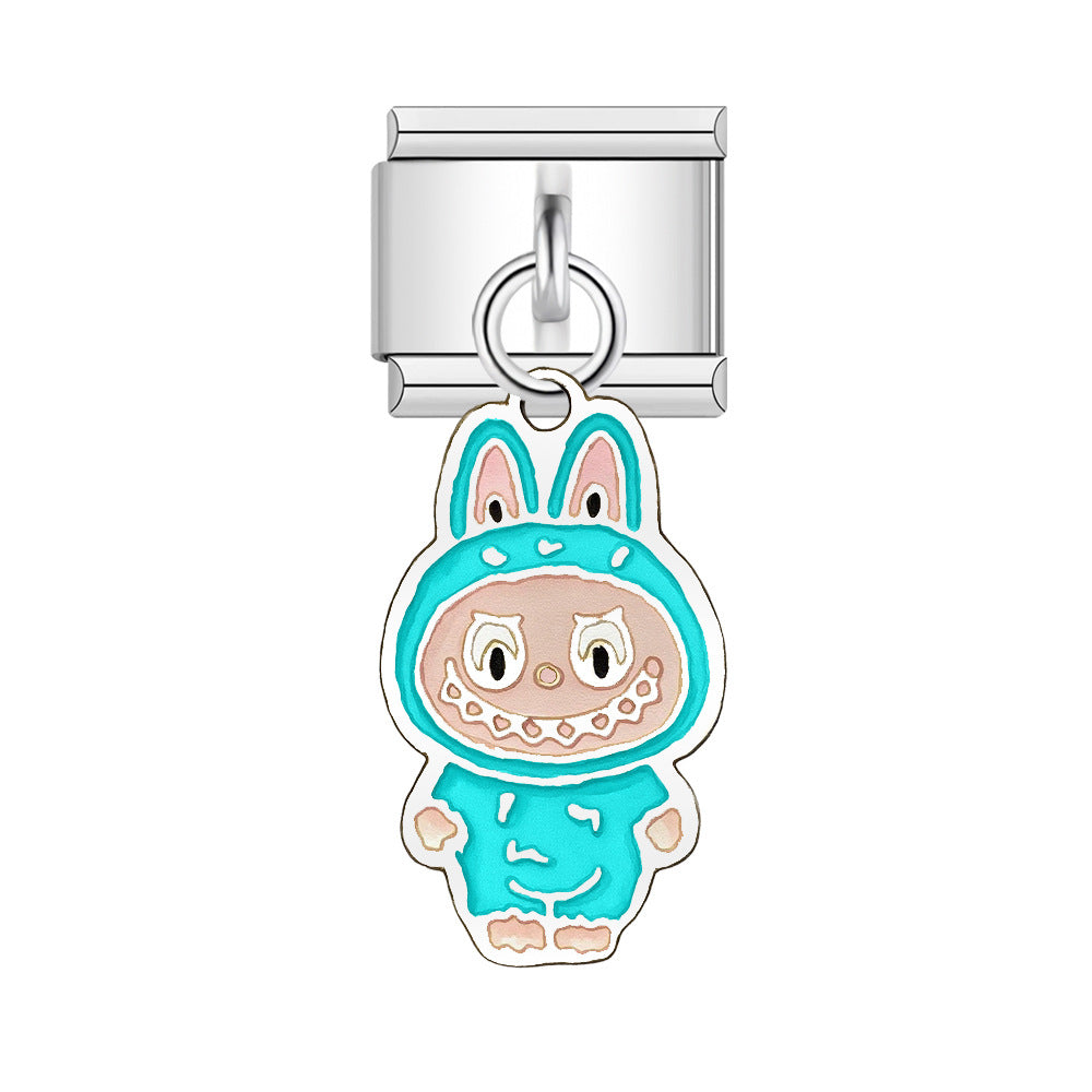 Wholesale Italian Charm Bracelet 9mm DIY Splicing Cute Cartoon Stainless Steel Composable Bracelet